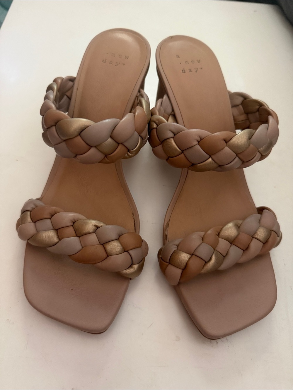 a new day Braided Double-Strap Slide Sandals - Tan Multi